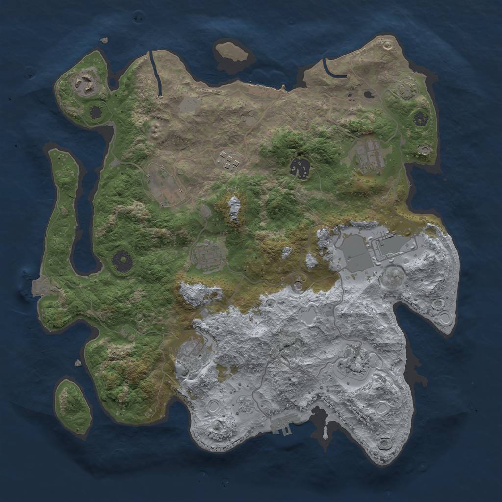 Rust Map: Procedural Map, Size: 3600, Seed: 72379303, 17 Monuments