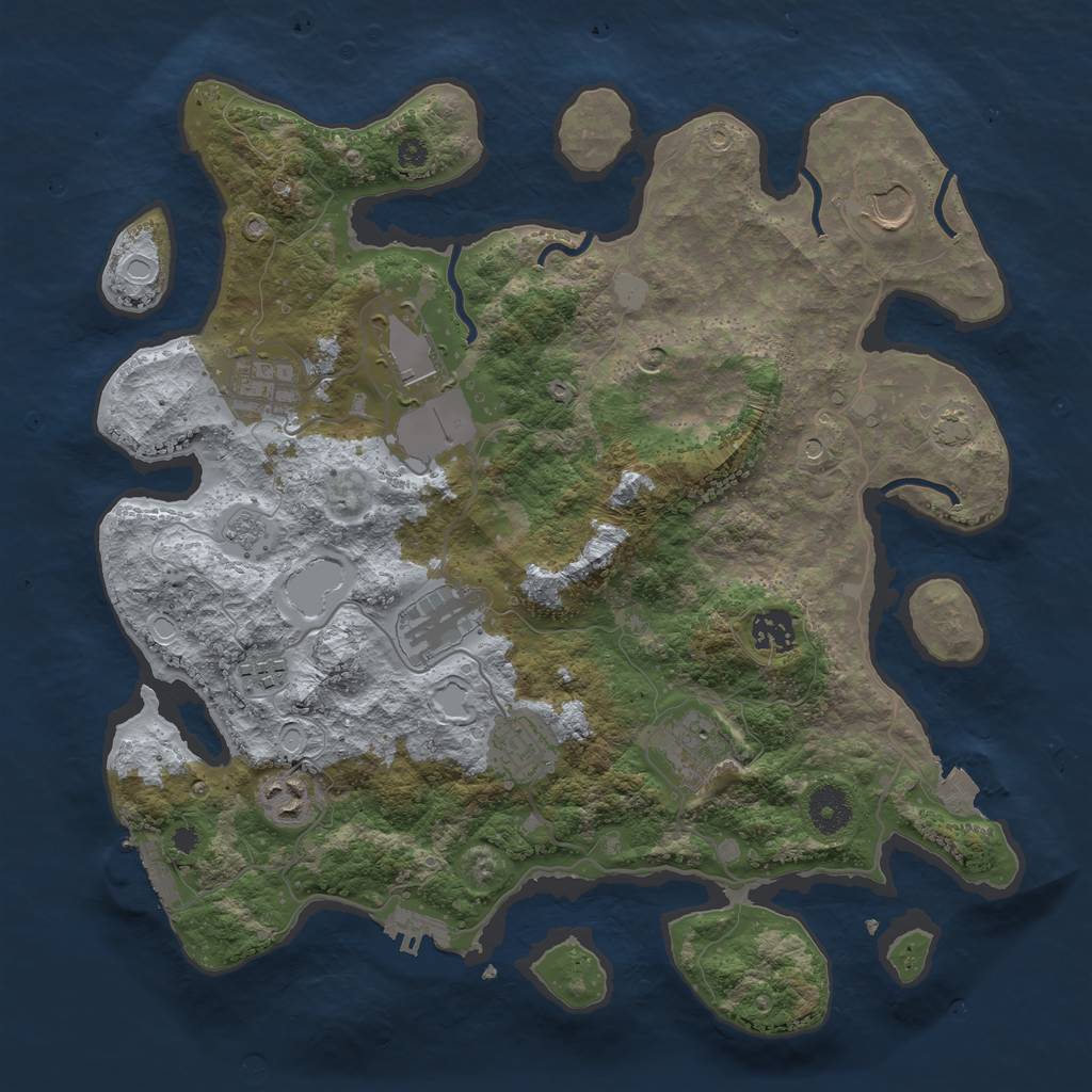 Rust Map: Procedural Map, Size: 3650, Seed: 50192791, 17 Monuments