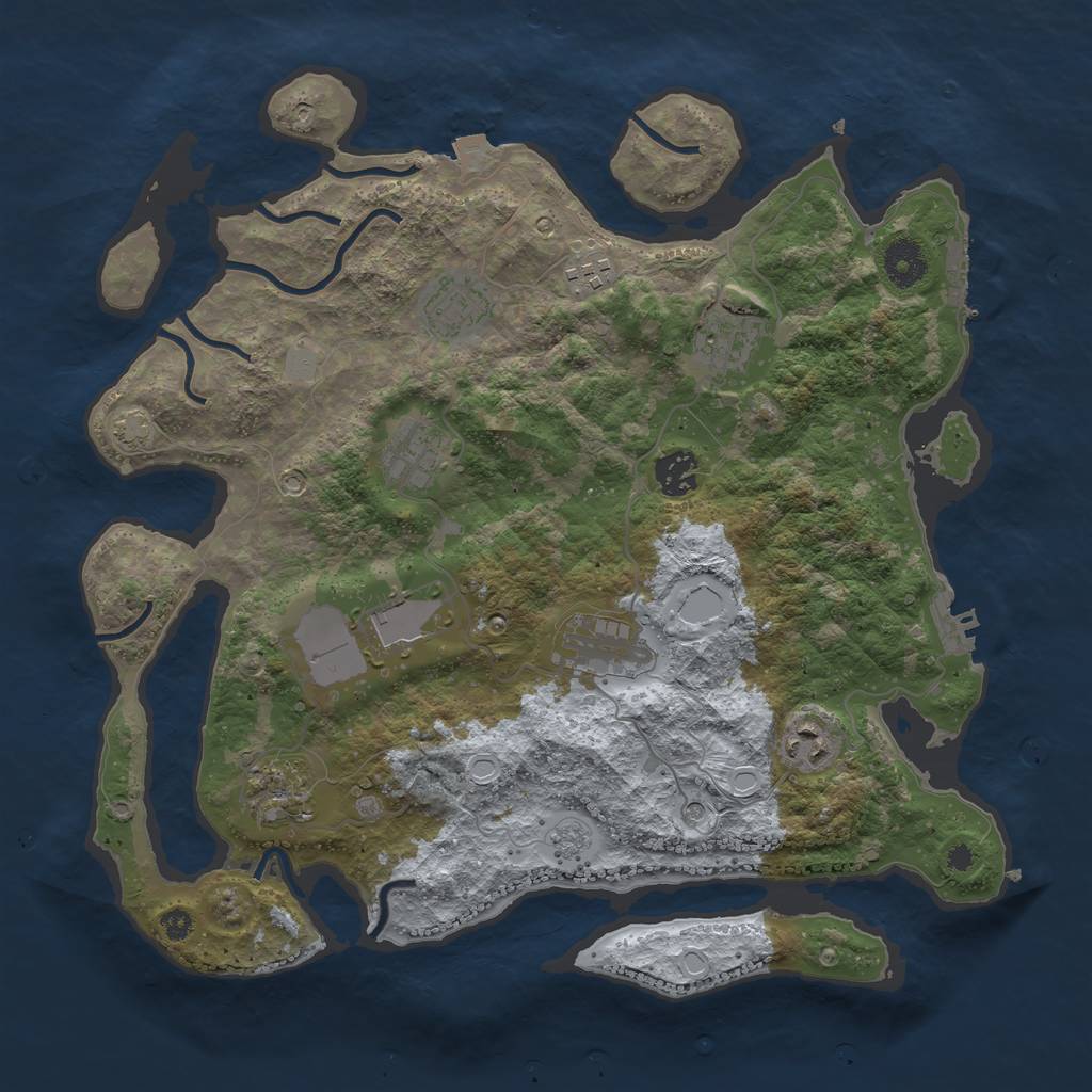 Rust Map: Procedural Map, Size: 3650, Seed: 31340202, 17 Monuments