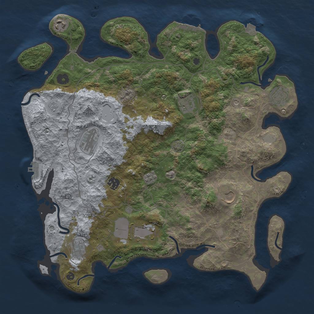 Rust Map: Procedural Map, Size: 4000, Seed: 28442190, 17 Monuments