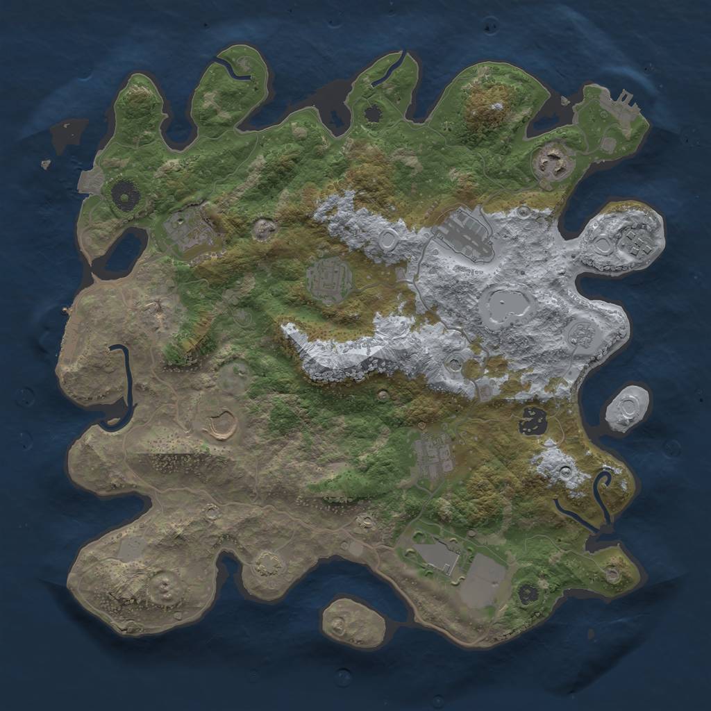 Rust Map: Procedural Map, Size: 3650, Seed: 61504259, 17 Monuments