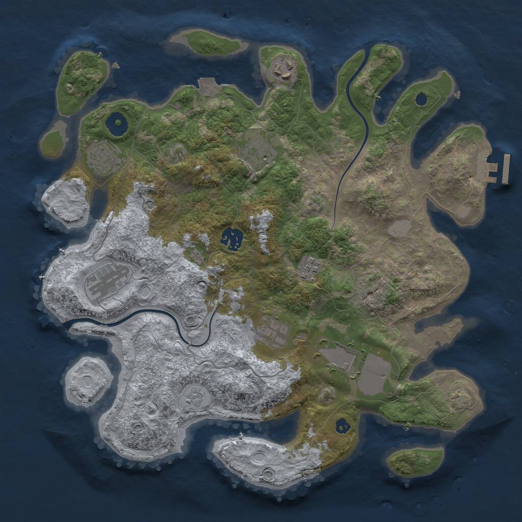 Rust Map: Procedural Map, Size: 3500, Seed: 93889994, 13 Monuments