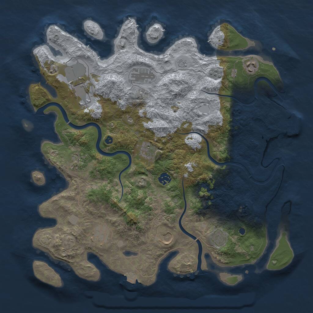 Rust Map: Procedural Map, Size: 3950, Seed: 90525490, 15 Monuments