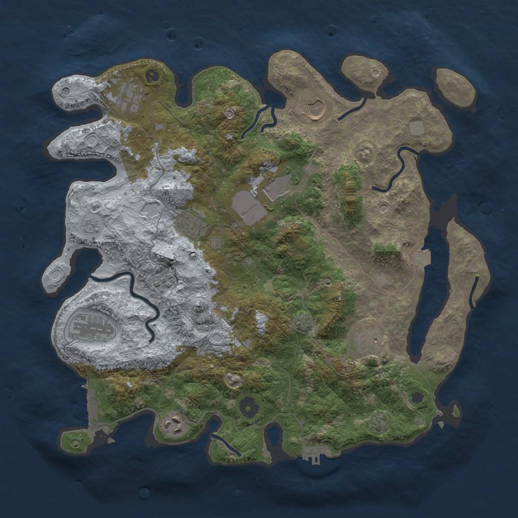 Rust Map: Procedural Map, Size: 3850, Seed: 76635481, 16 Monuments