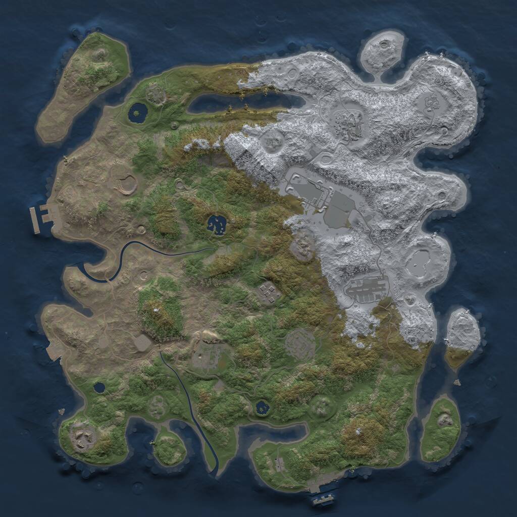 Rust Map: Procedural Map, Size: 3900, Seed: 37118765, 15 Monuments