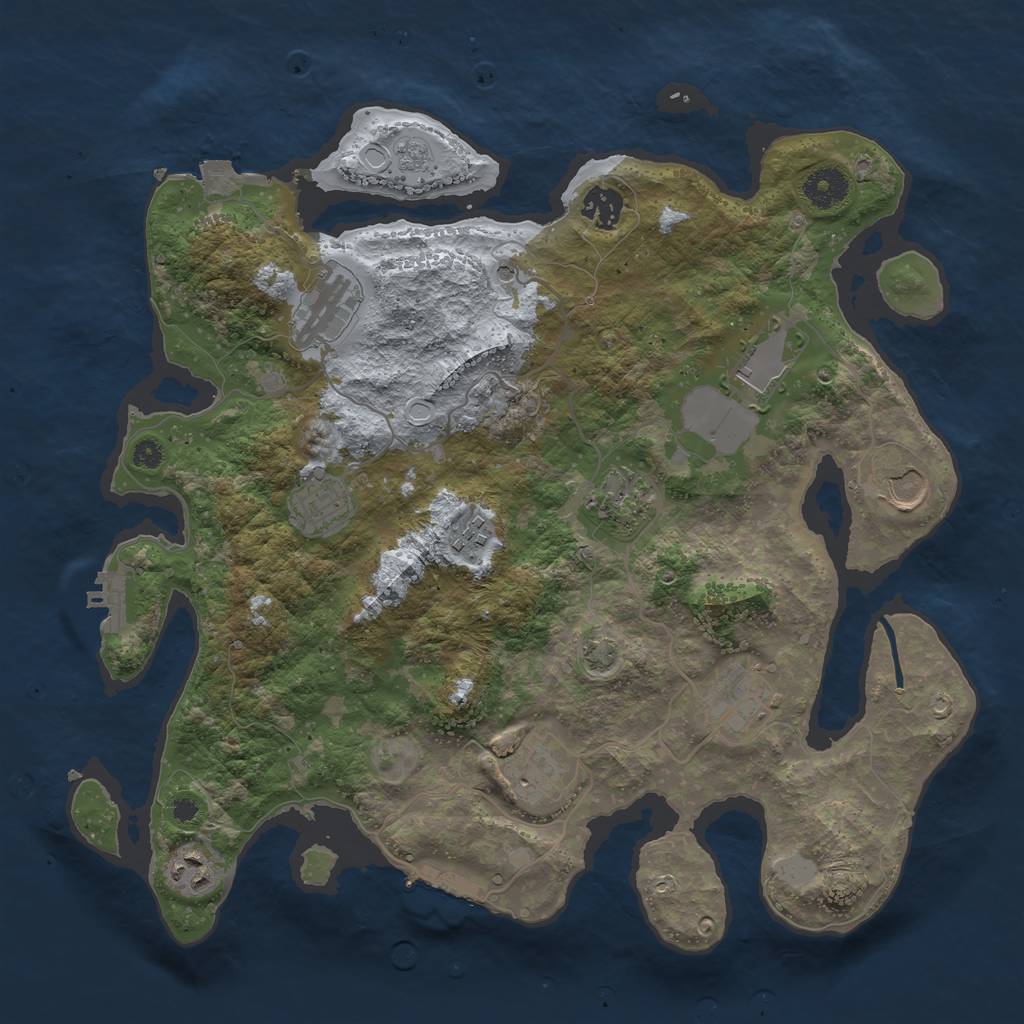 Rust Map: Procedural Map, Size: 3700, Seed: 23245666, 18 Monuments