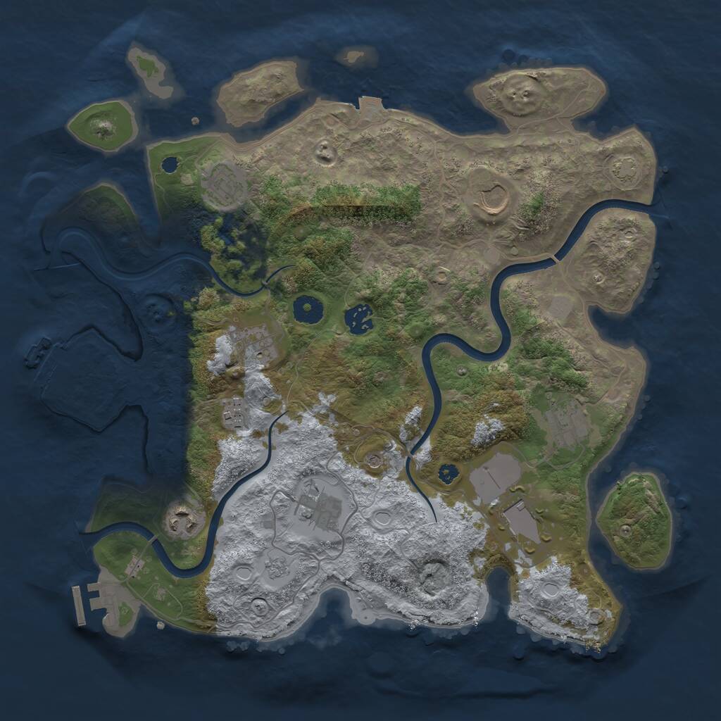 Rust Map: Procedural Map, Size: 3650, Seed: 24102163, 15 Monuments