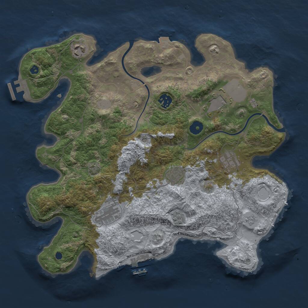 Rust Map: Procedural Map, Size: 3500, Seed: 5215144, 13 Monuments