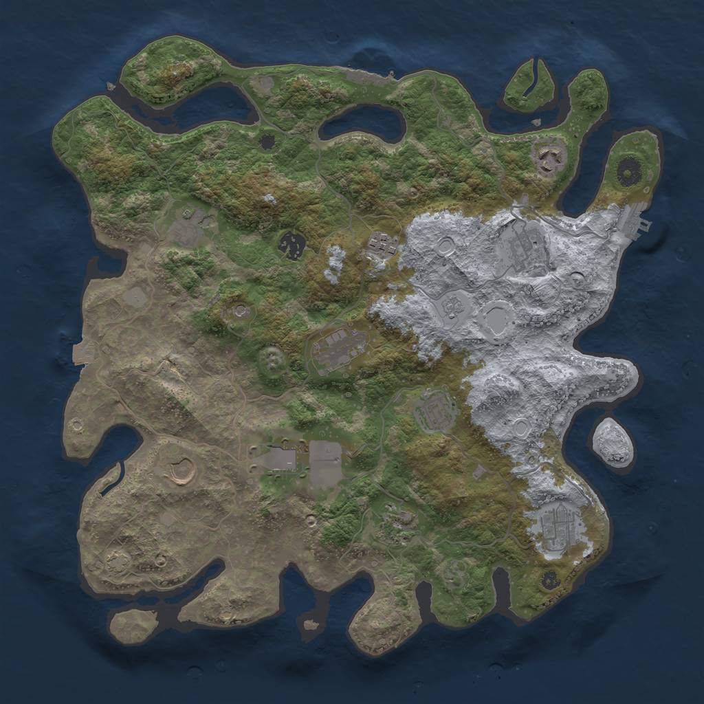 Rust Map: Procedural Map, Size: 3900, Seed: 79551479, 19 Monuments