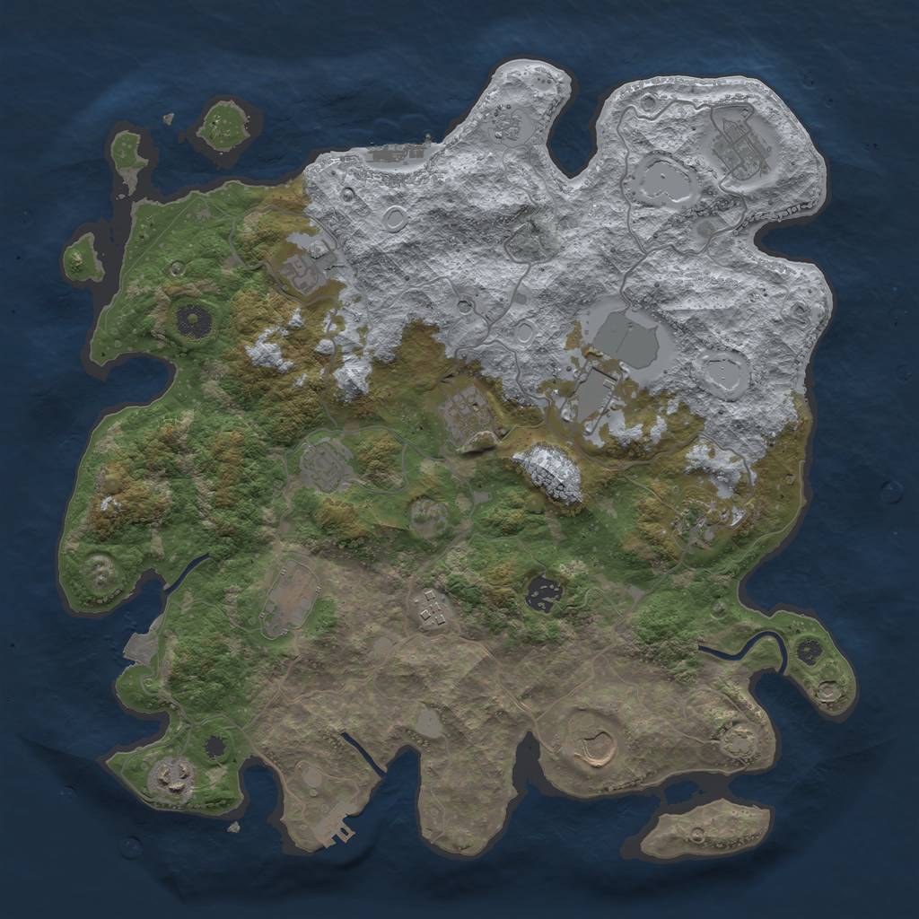 Rust Map: Procedural Map, Size: 3900, Seed: 91192582, 19 Monuments
