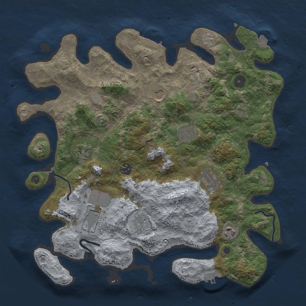 Rust Map: Procedural Map, Size: 3800, Seed: 47276815, 17 Monuments