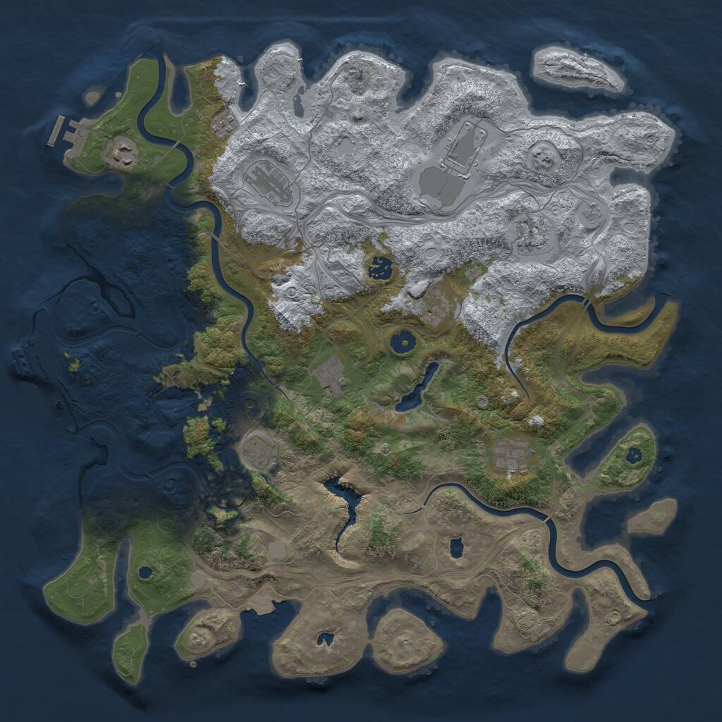 Rust Map: Procedural Map, Size: 4500, Seed: 122765, 16 Monuments
