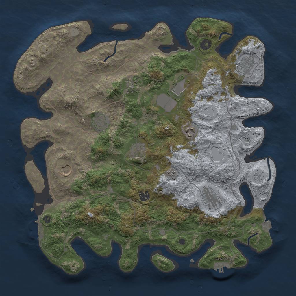 Rust Map: Procedural Map, Size: 4000, Seed: 1316673281, 18 Monuments