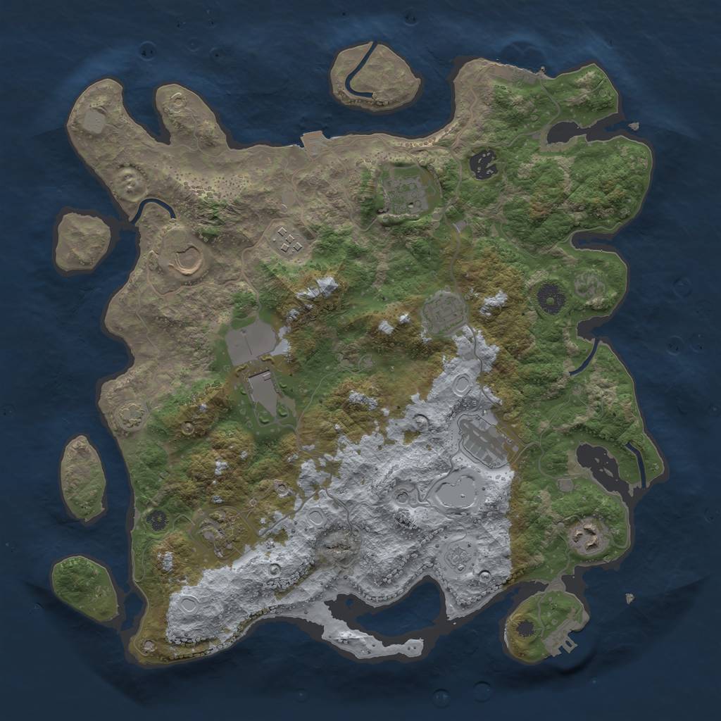 Rust Map: Procedural Map, Size: 3750, Seed: 674912744, 17 Monuments