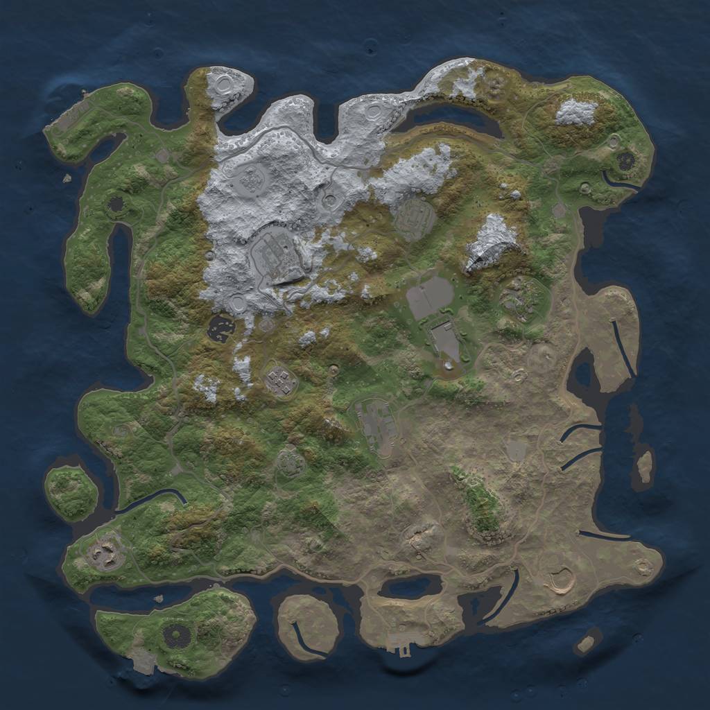 Rust Map: Procedural Map, Size: 4000, Seed: 677385609, 17 Monuments