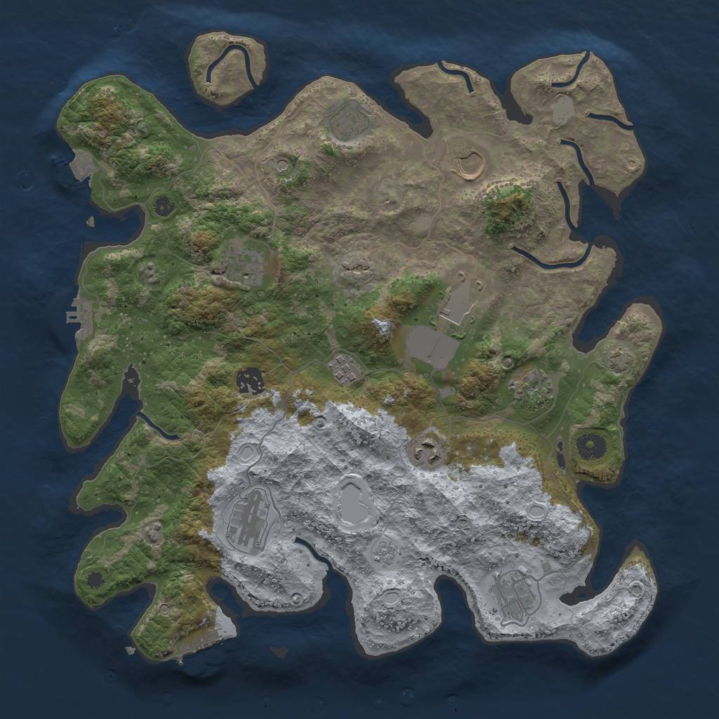 Rust Map: Procedural Map, Size: 3800, Seed: 35250279, 18 Monuments