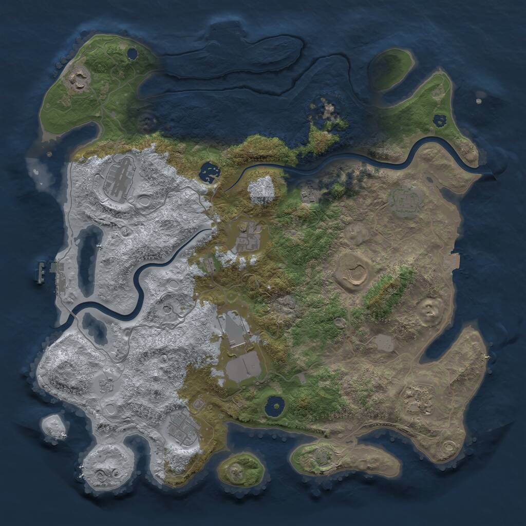 Rust Map: Procedural Map, Size: 3900, Seed: 46977386, 16 Monuments