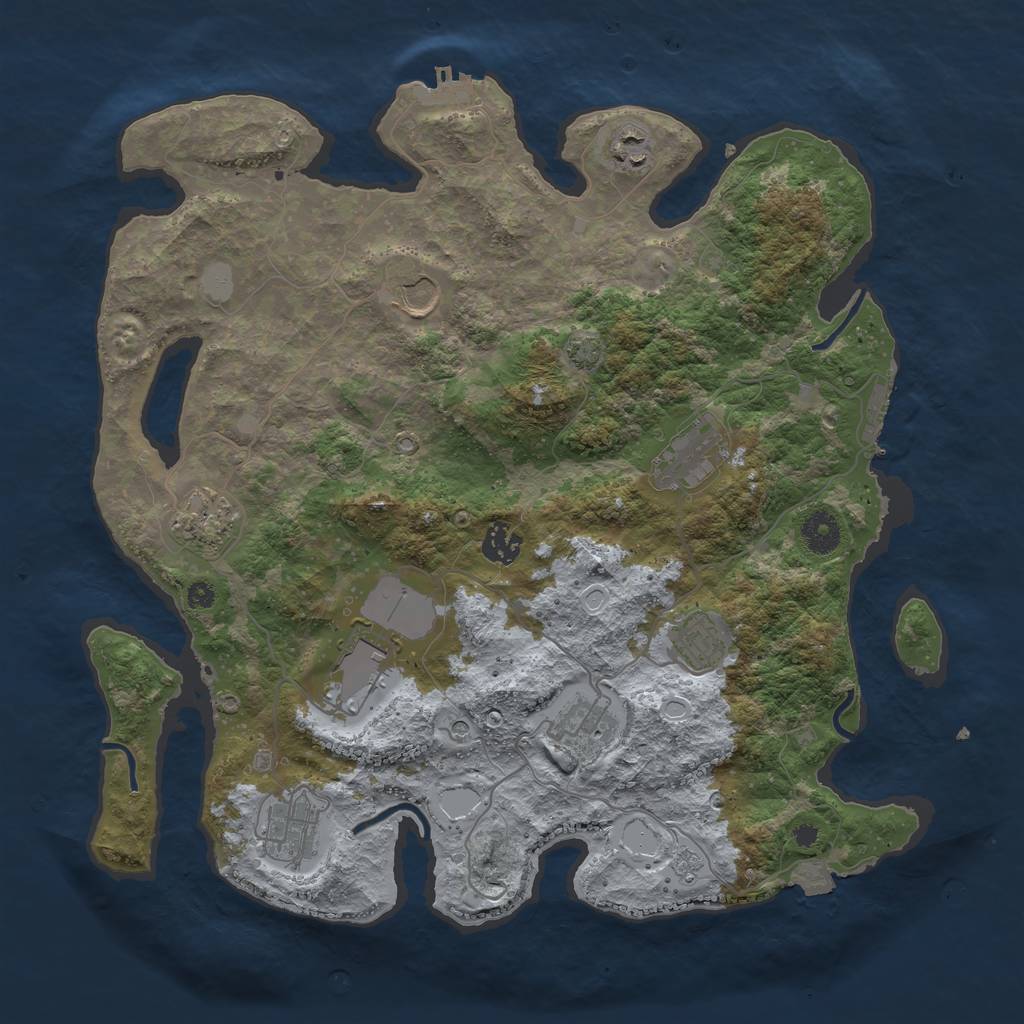 Rust Map: Procedural Map, Size: 3800, Seed: 70636632, 17 Monuments