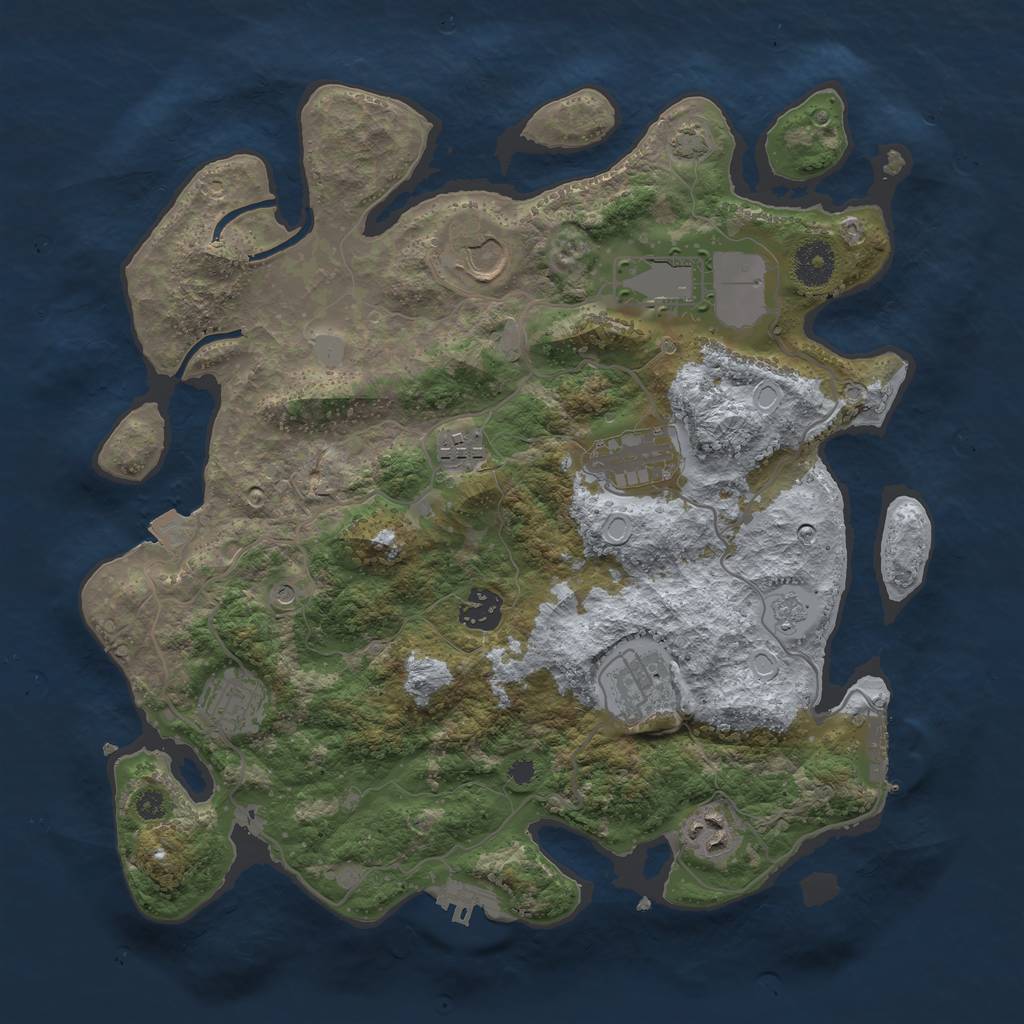 Rust Map: Procedural Map, Size: 3550, Seed: 59424615, 16 Monuments