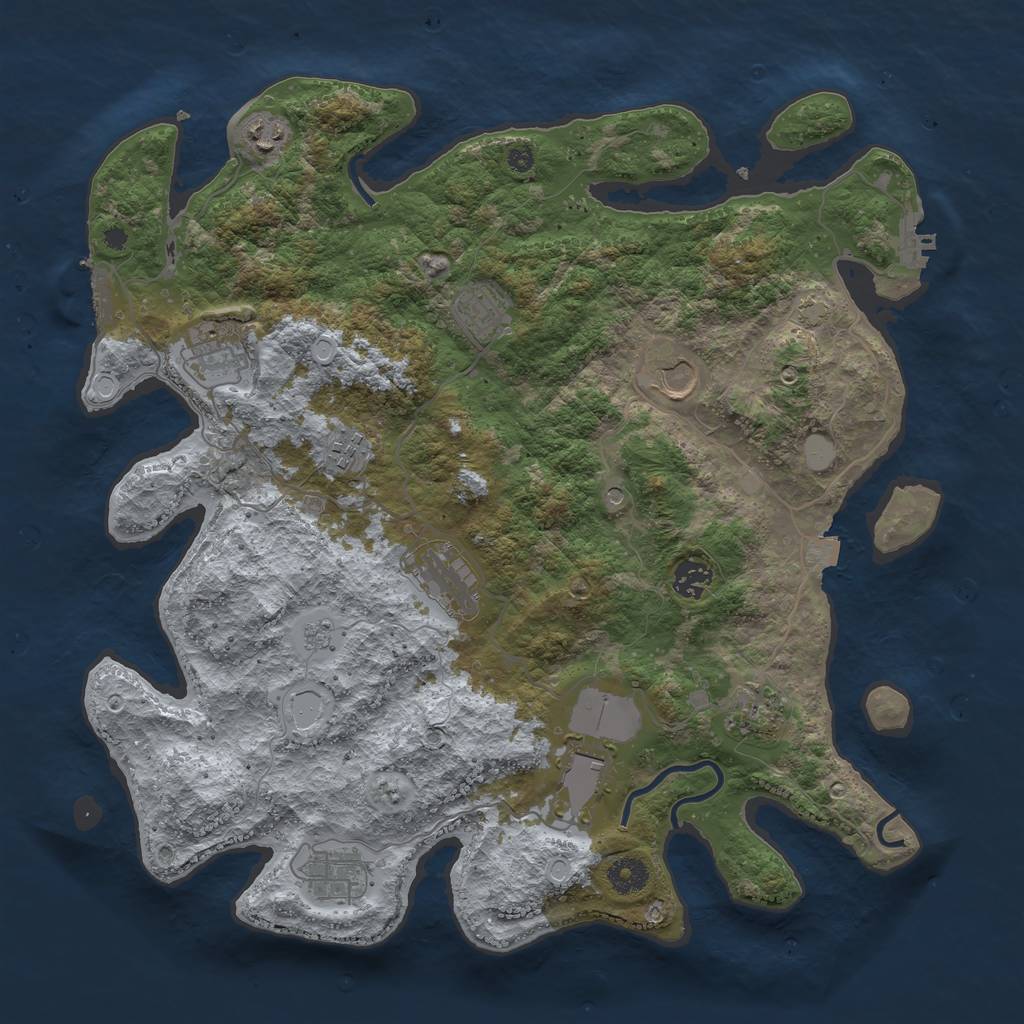 Rust Map: Procedural Map, Size: 3950, Seed: 56568762, 18 Monuments