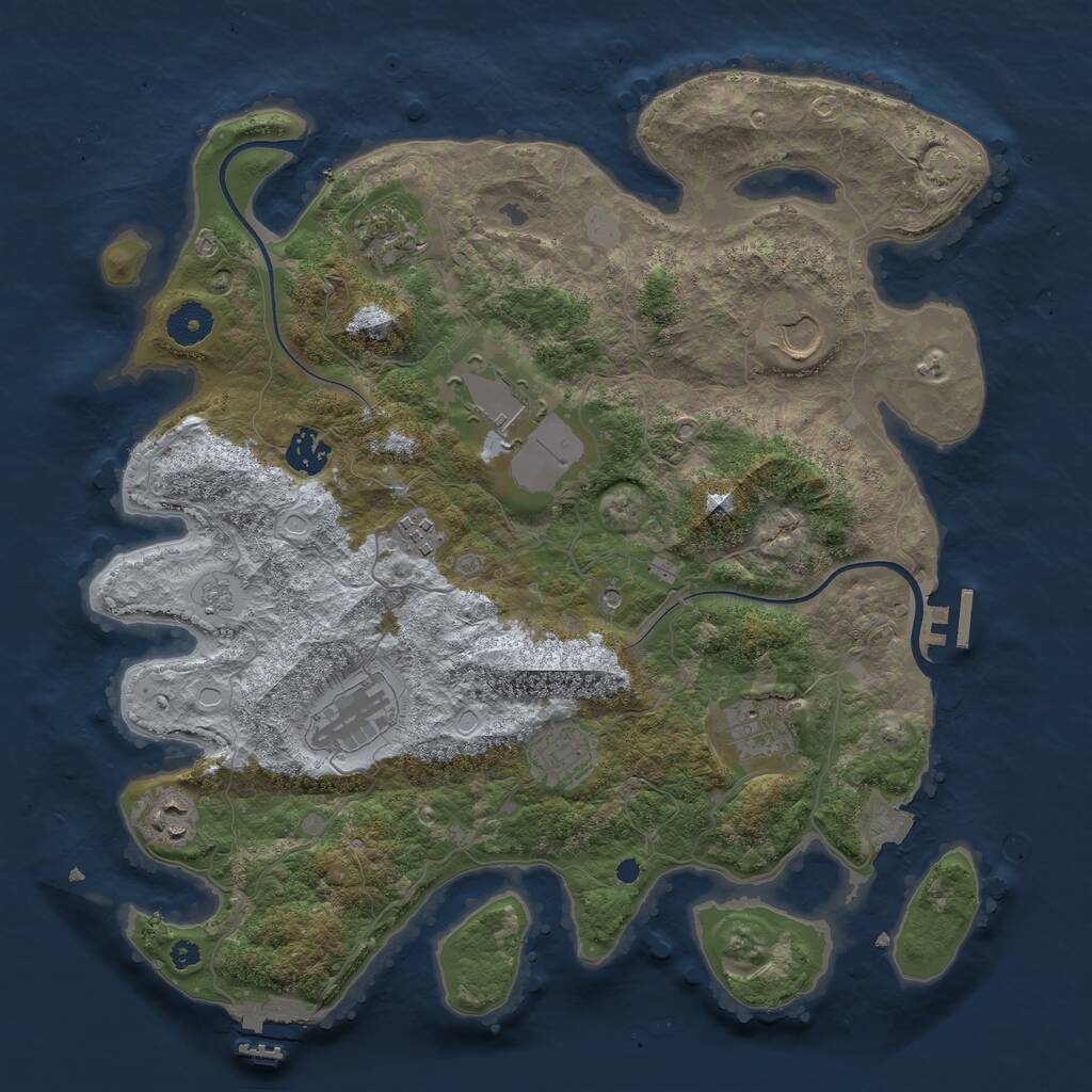Rust Map: Procedural Map, Size: 3750, Seed: 30023090, 15 Monuments