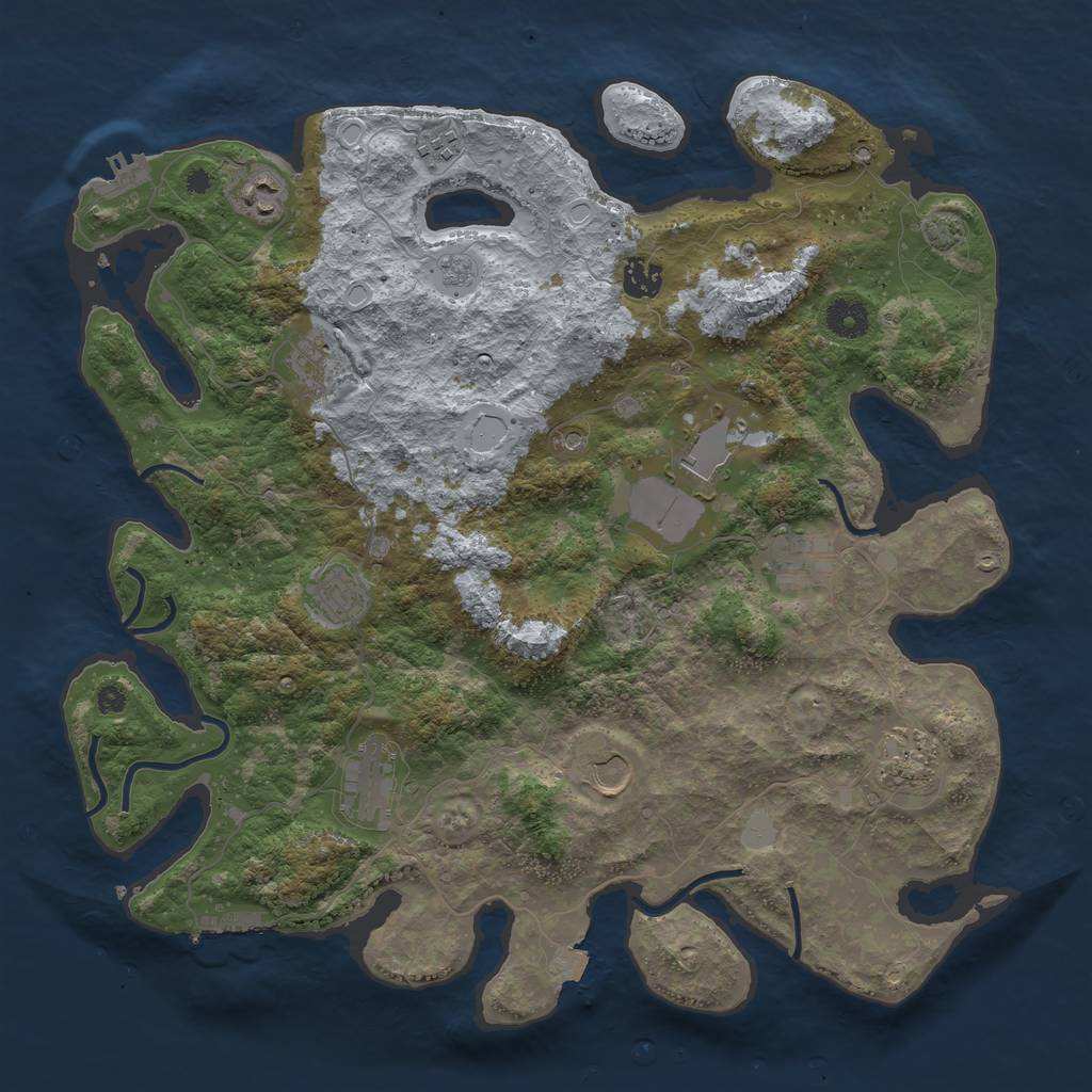 Rust Map: Procedural Map, Size: 3950, Seed: 75747686, 18 Monuments