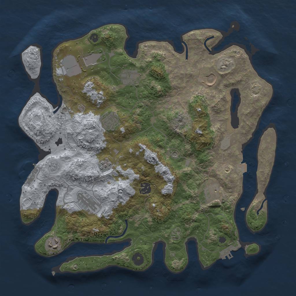 Rust Map: Procedural Map, Size: 3650, Seed: 69979156, 17 Monuments