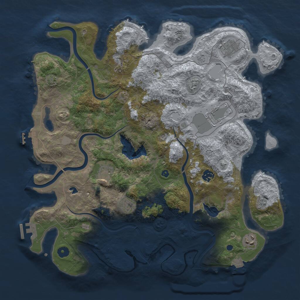 Rust Map: Procedural Map, Size: 4000, Seed: 1100722475, 14 Monuments