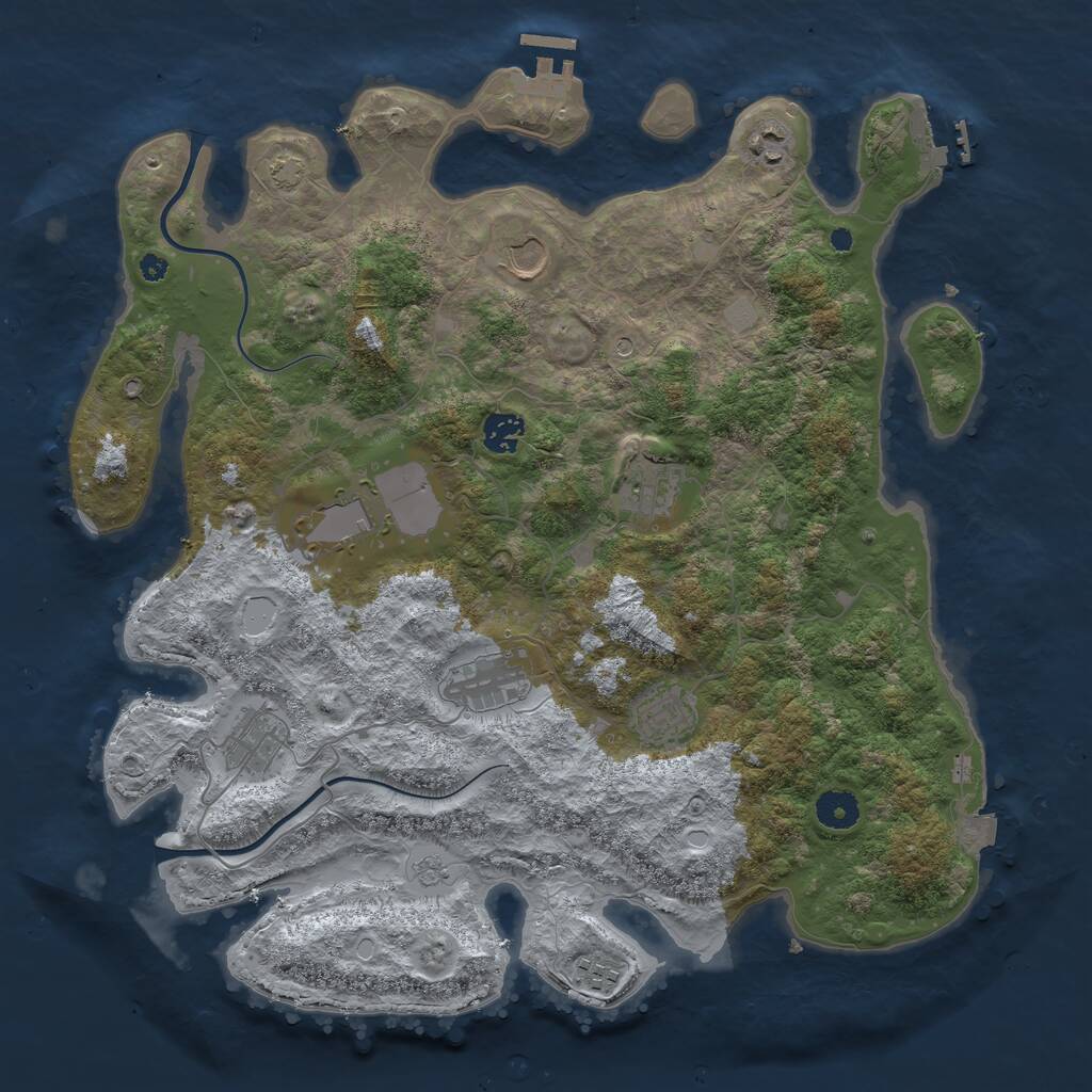 Rust Map: Procedural Map, Size: 3950, Seed: 24170273, 15 Monuments