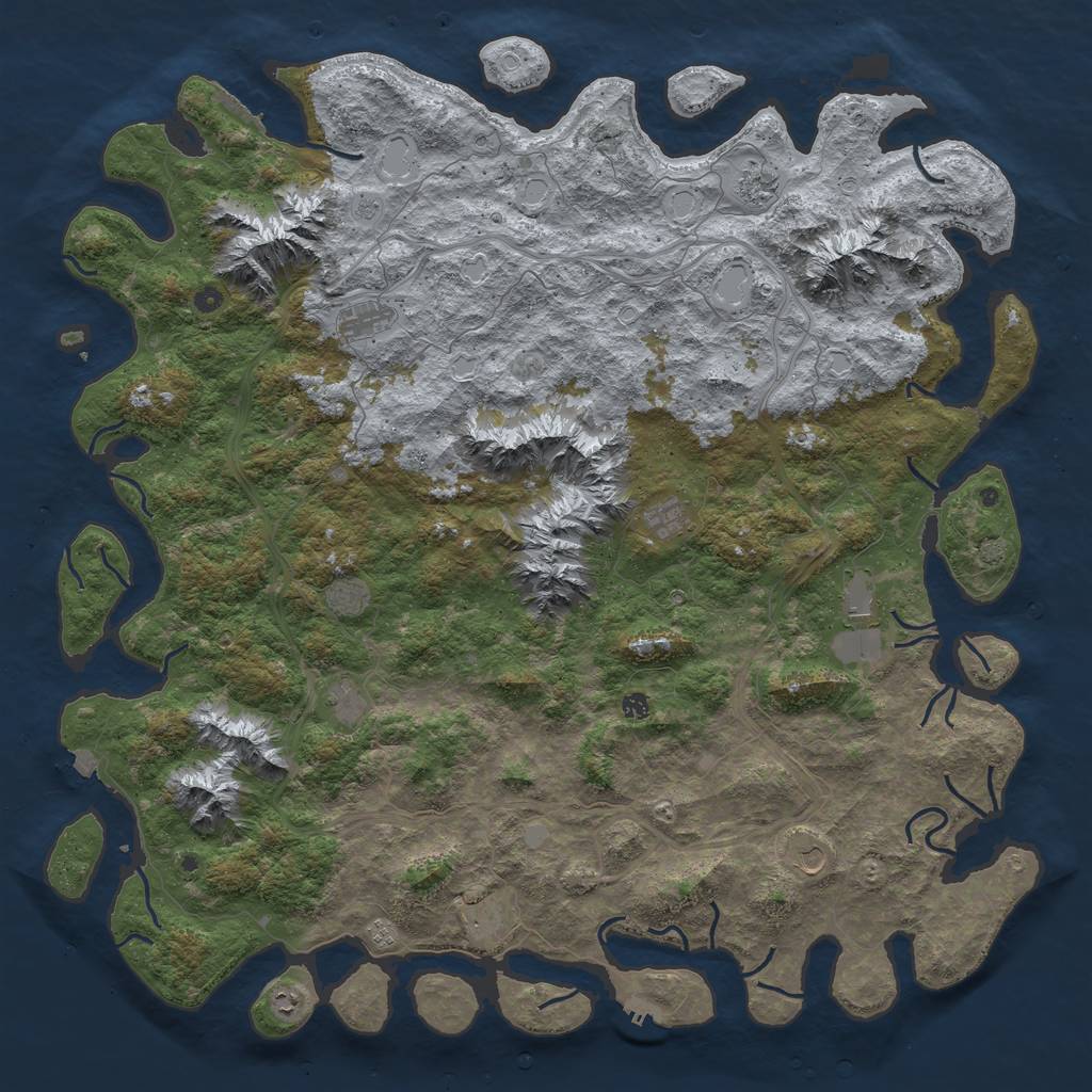 Rust Map: Procedural Map, Size: 6000, Seed: 1163088345, 19 Monuments