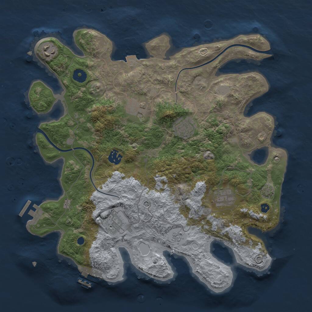 Rust Map: Procedural Map, Size: 3450, Seed: 82150072, 12 Monuments