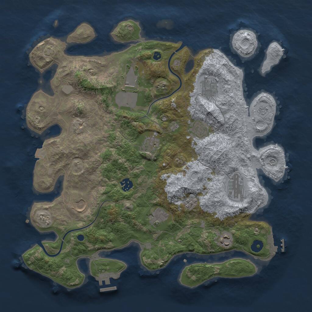 Rust Map: Procedural Map, Size: 3800, Seed: 9145266, 16 Monuments