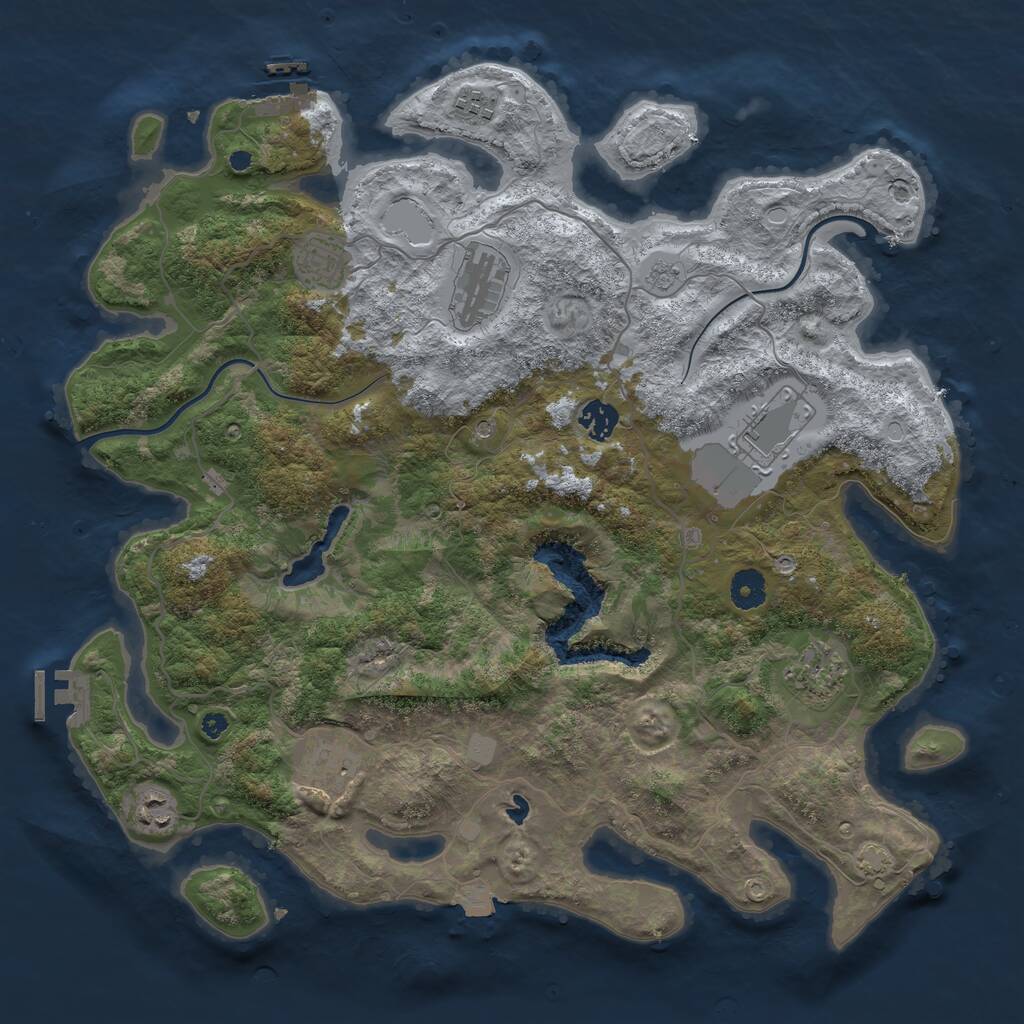 Rust Map: Procedural Map, Size: 4000, Seed: 2111548693, 14 Monuments