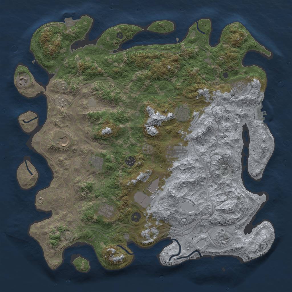 Rust Map: Procedural Map, Size: 4400, Seed: 63758092, 18 Monuments
