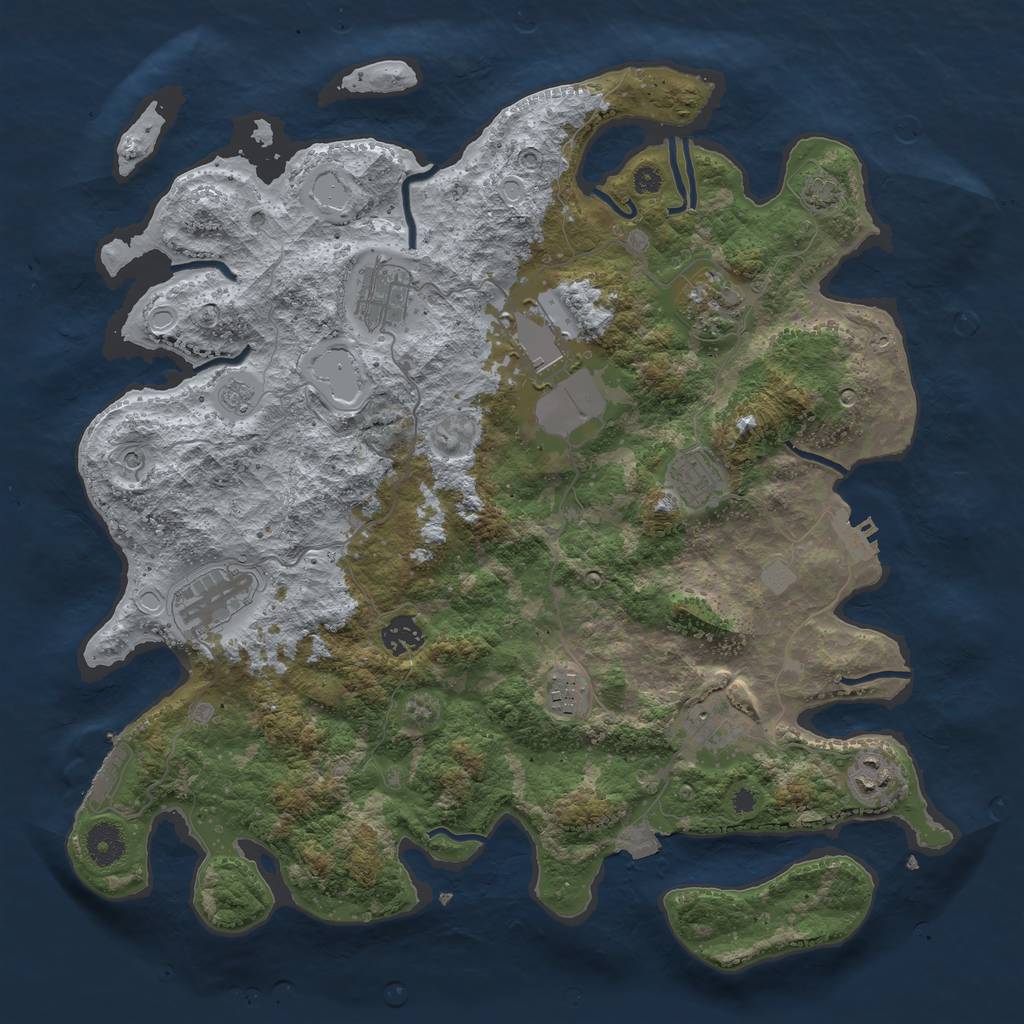 Rust Map: Procedural Map, Size: 3850, Seed: 93108183, 17 Monuments