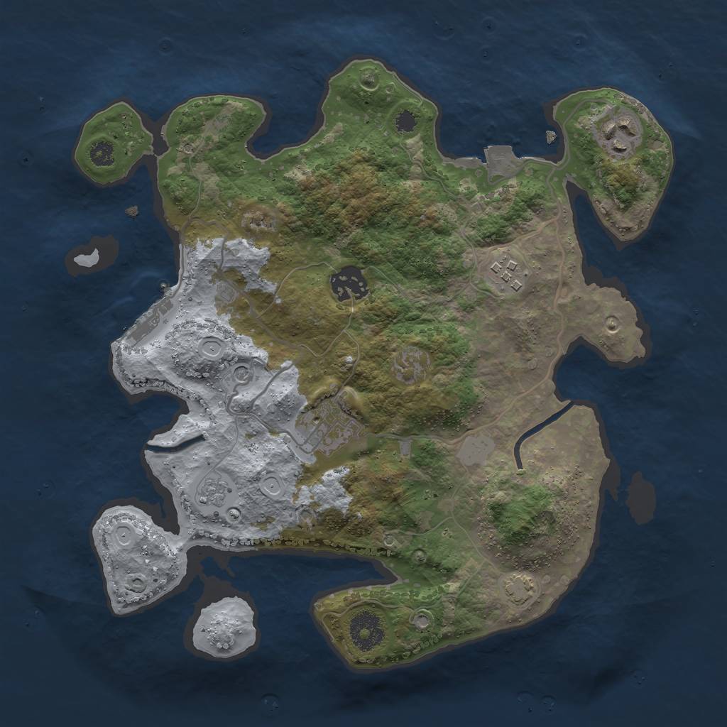 Rust Map: Procedural Map, Size: 3000, Seed: 742291333, 11 Monuments