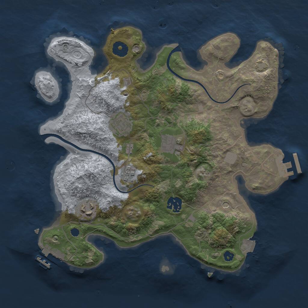 Rust Map: Procedural Map, Size: 3000, Seed: 859738593, 10 Monuments