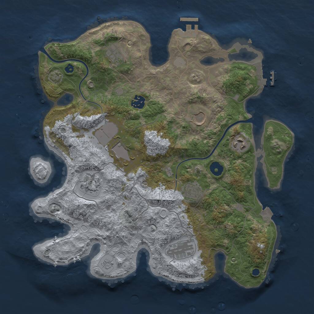 Rust Map: Procedural Map, Size: 3500, Seed: 92764108, 14 Monuments
