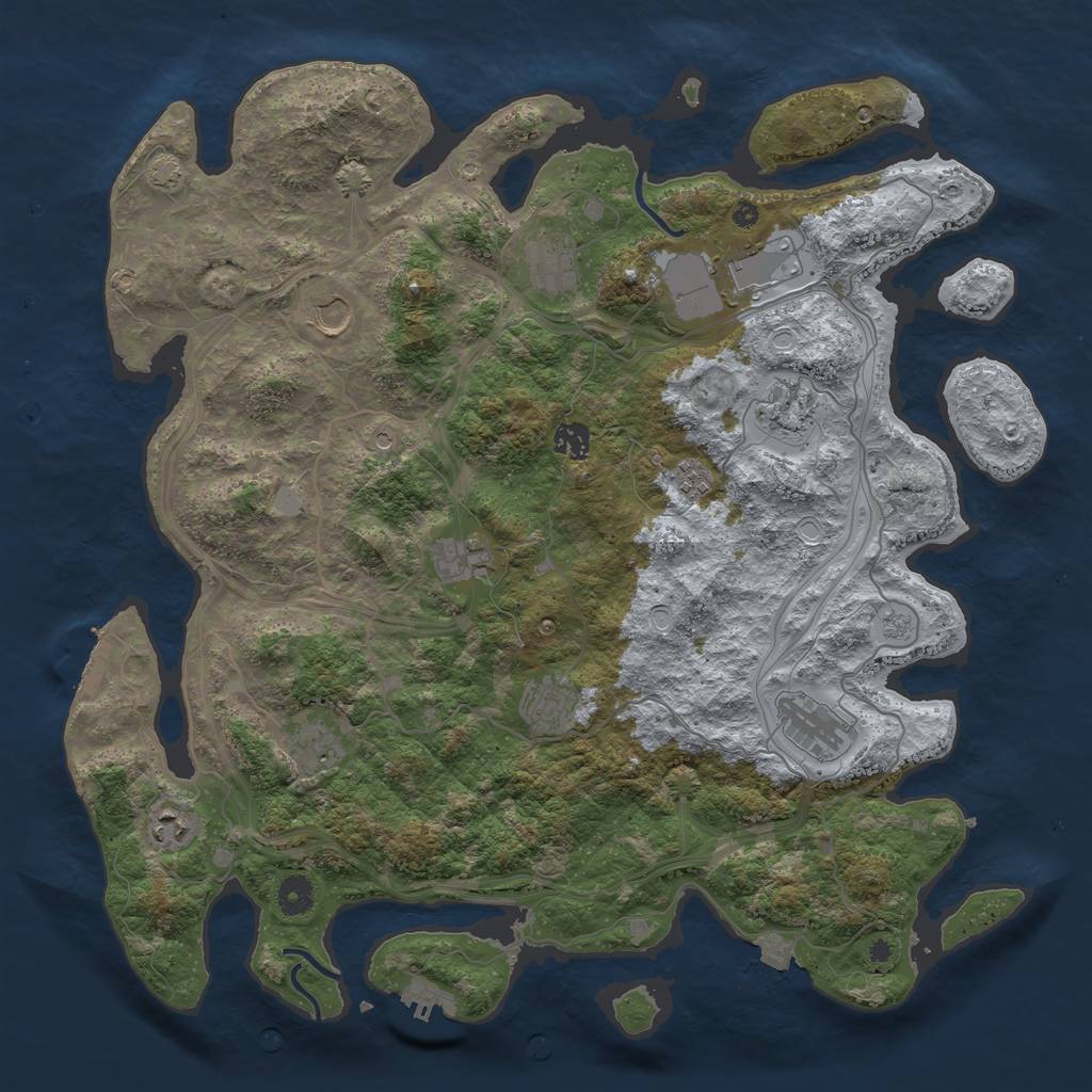 Rust Map: Procedural Map, Size: 4300, Seed: 97208830, 19 Monuments