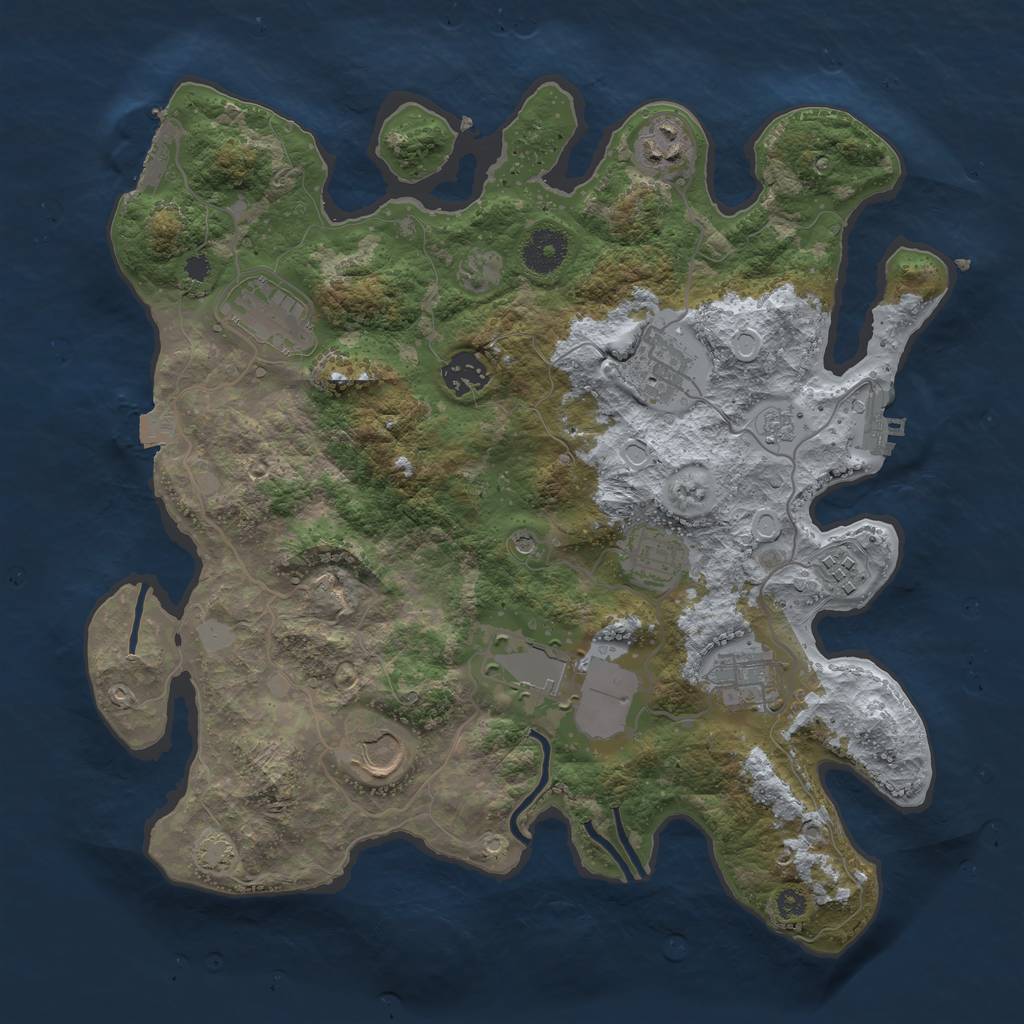 Rust Map: Procedural Map, Size: 3500, Seed: 319243977, 17 Monuments