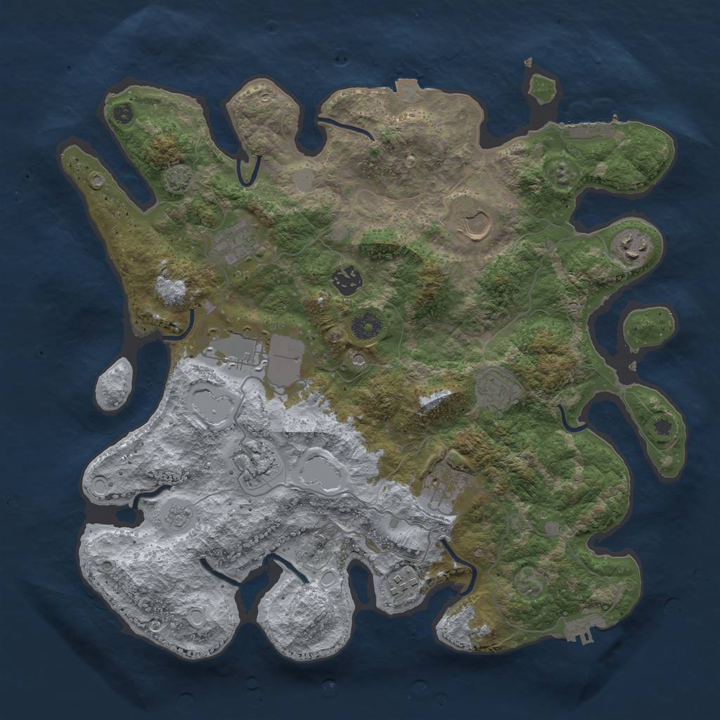 Rust Map: Procedural Map, Size: 3750, Seed: 93694191, 17 Monuments