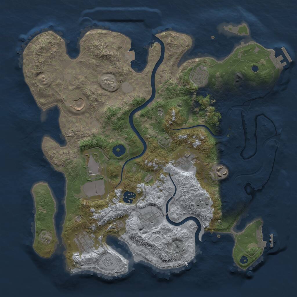 Rust Map: Procedural Map, Size: 3600, Seed: 34752744, 15 Monuments