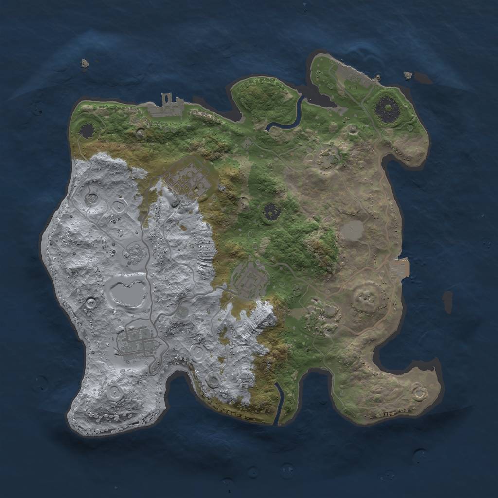 Rust Map: Procedural Map, Size: 3000, Seed: 8616, 12 Monuments