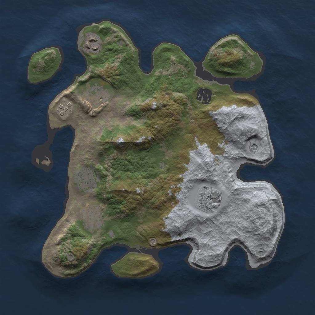 Rust Map: Barren, Size: 3000, Seed: 23, 10 Monuments