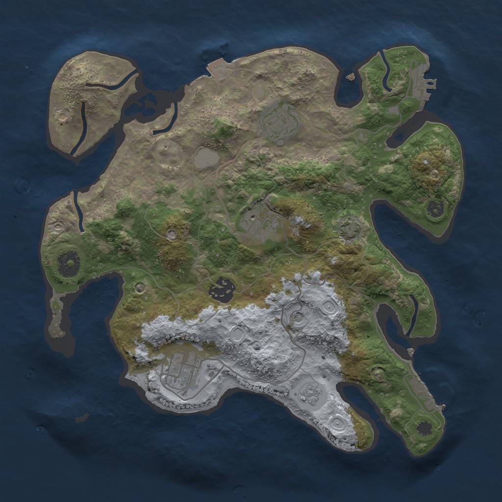 Rust Map: Procedural Map, Size: 3000, Seed: 1490675, 12 Monuments