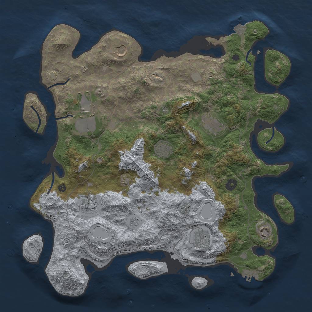 Rust Map: Procedural Map, Size: 4000, Seed: 1764010479, 15 Monuments