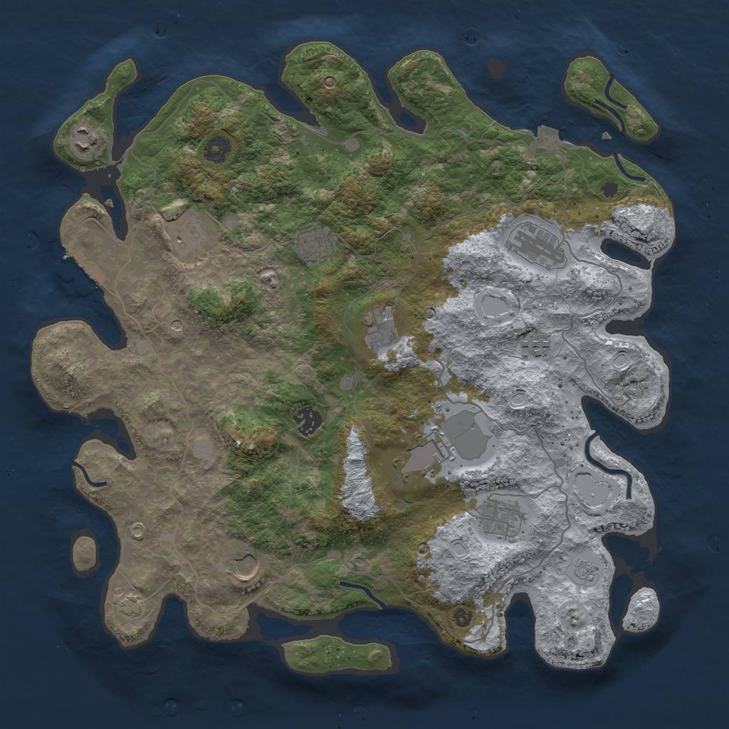Rust Map: Procedural Map, Size: 4000, Seed: 1351690737, 17 Monuments