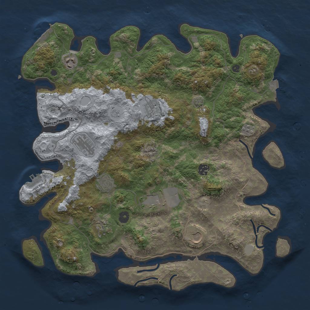 Rust Map: Procedural Map, Size: 4096, Seed: 391840542, 17 Monuments