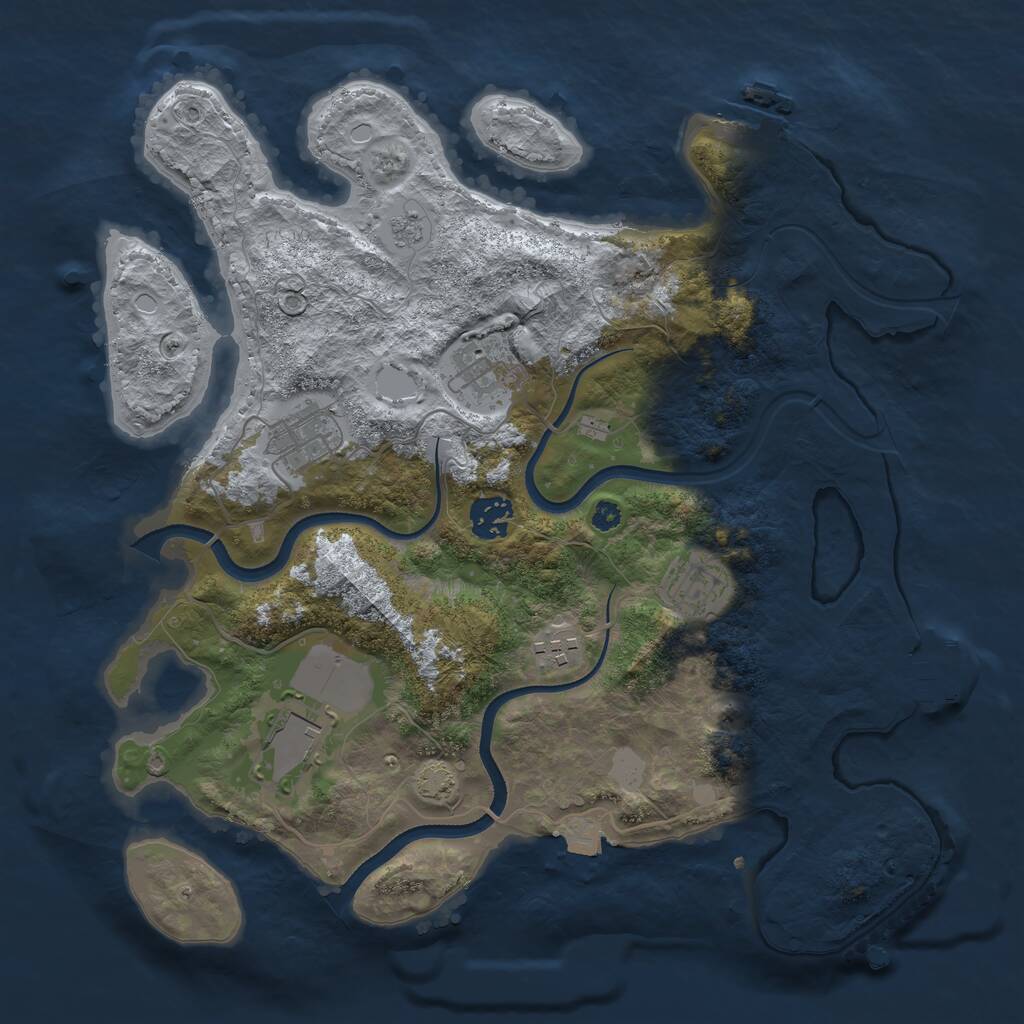 Rust Map: Procedural Map, Size: 3500, Seed: 2045456185, 11 Monuments