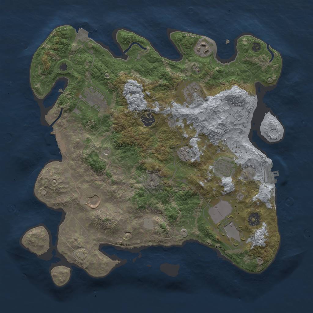 Rust Map: Procedural Map, Size: 3500, Seed: 158970272, 16 Monuments